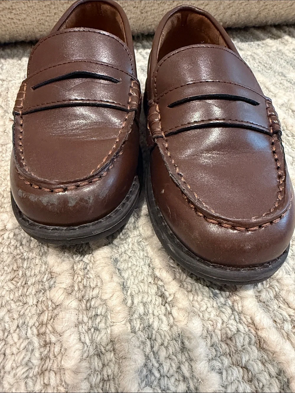 J. Crew Factory Boys' Brown Leather Penny Loafers
